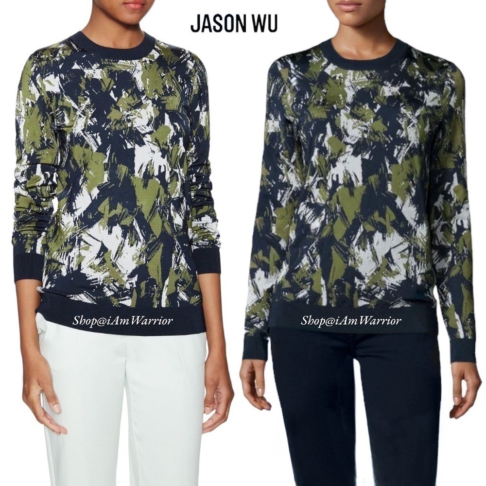 Jason Wu Abstract Crewneck Pullover In Navy, Basi… - image 2